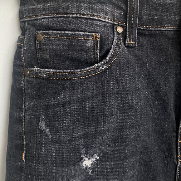 Fidelity Taylor Straight Crop Heart Attack Black Denim Jeans Size 28 - Picture 3 of 10